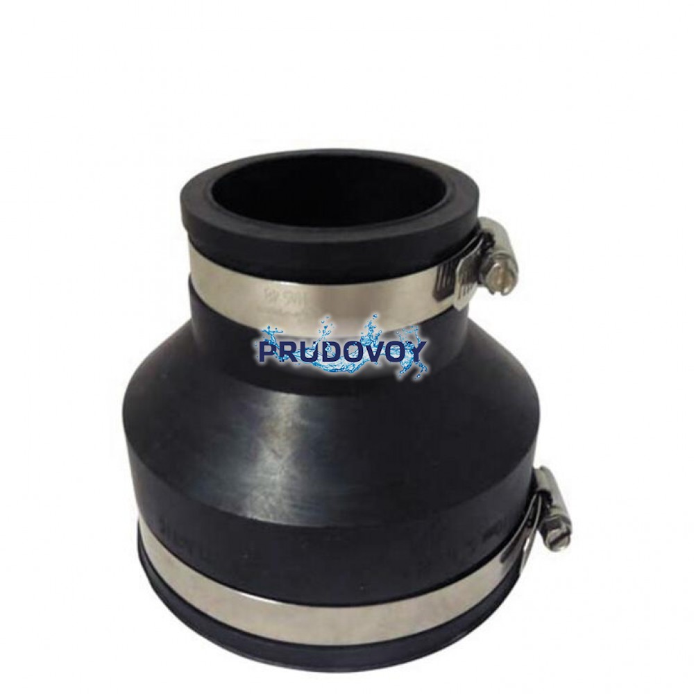 Переходная муфта резиновая соединения трубопроводов прудового оборудования, 4"-3", Ø110-90мм