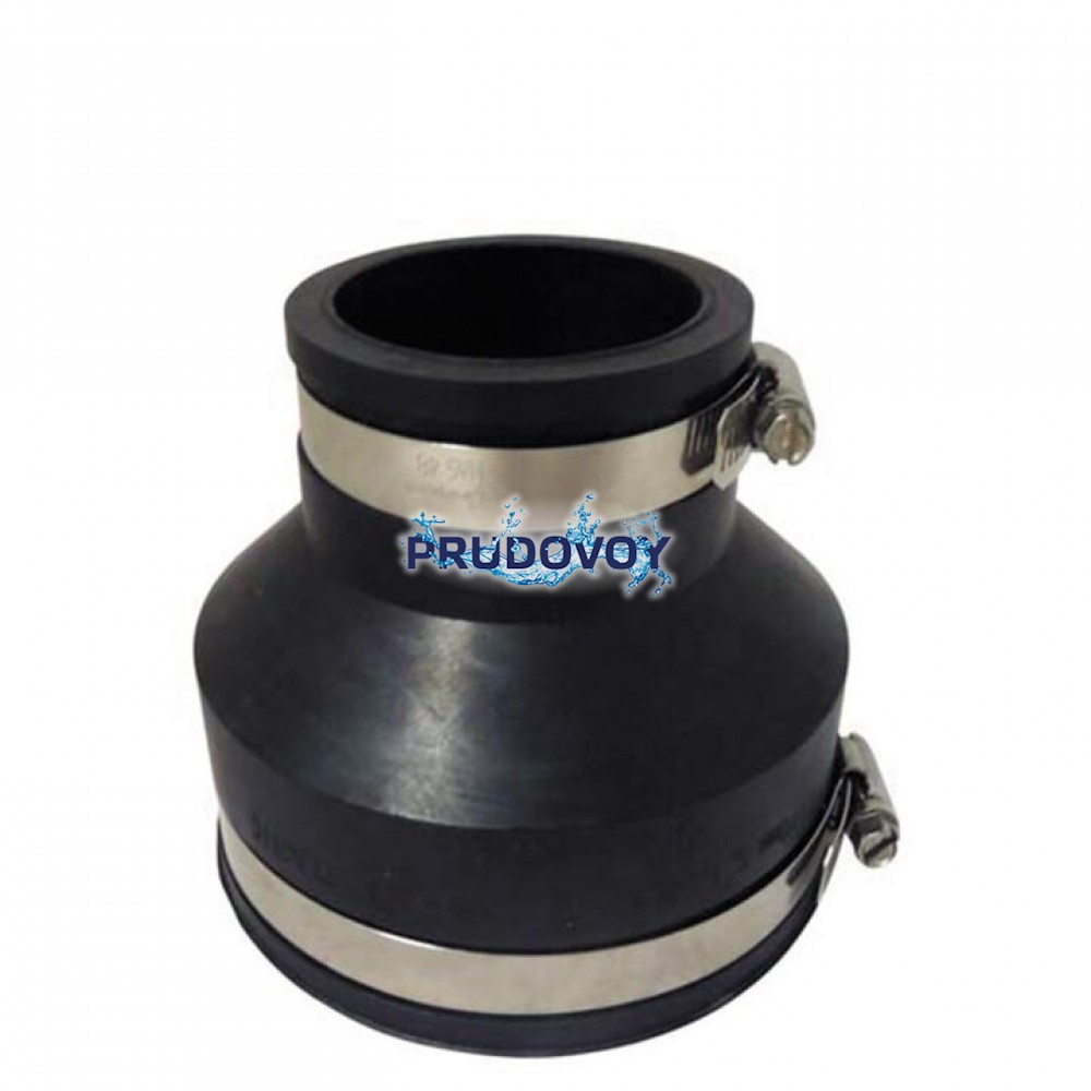 Переходная муфта резиновая соединения трубопроводов прудового оборудования, 2"-1½", Ø63-50мм