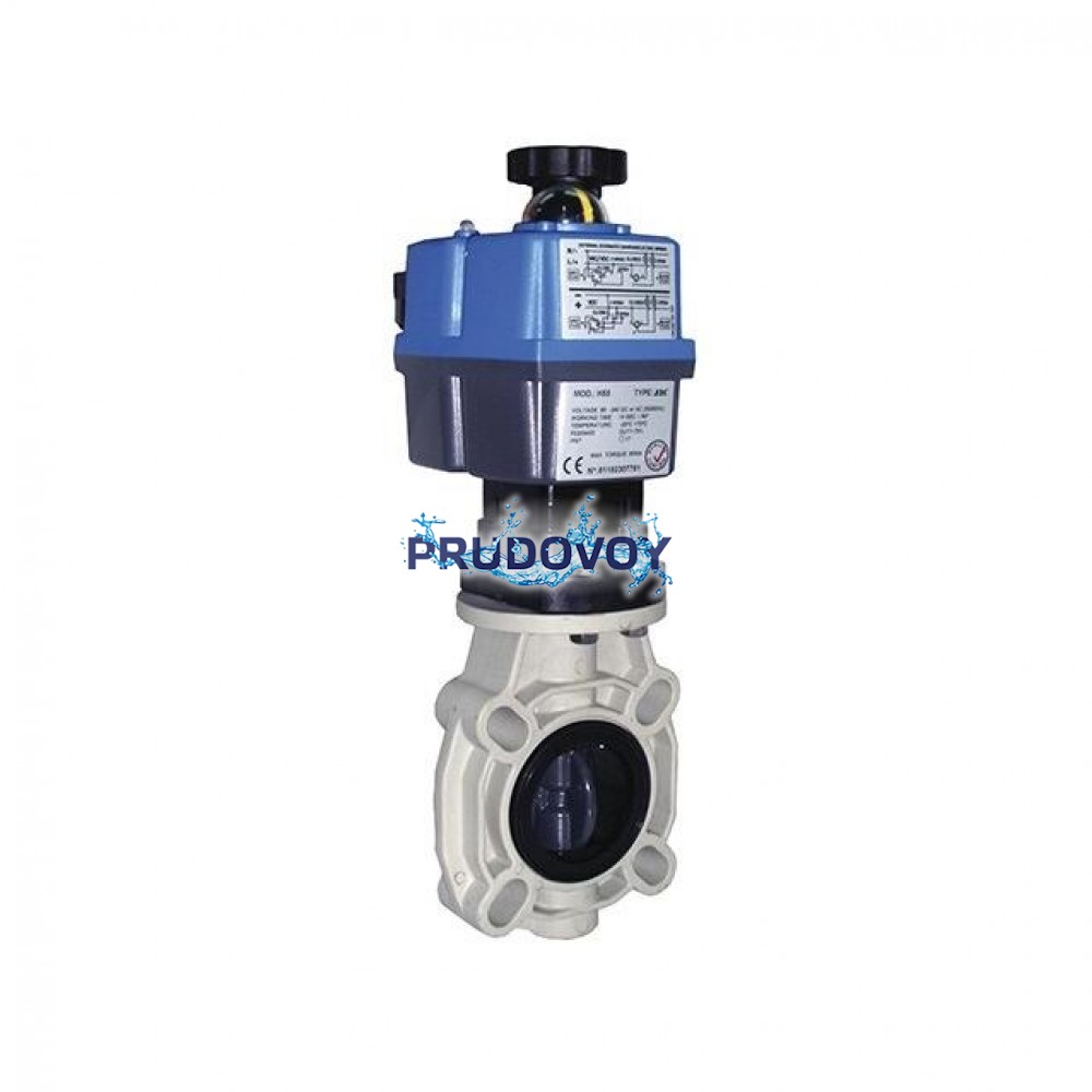 Затвор дисковый НПВХ с электроприводом Actuated butterfly valve PVC-U 125-140 мм