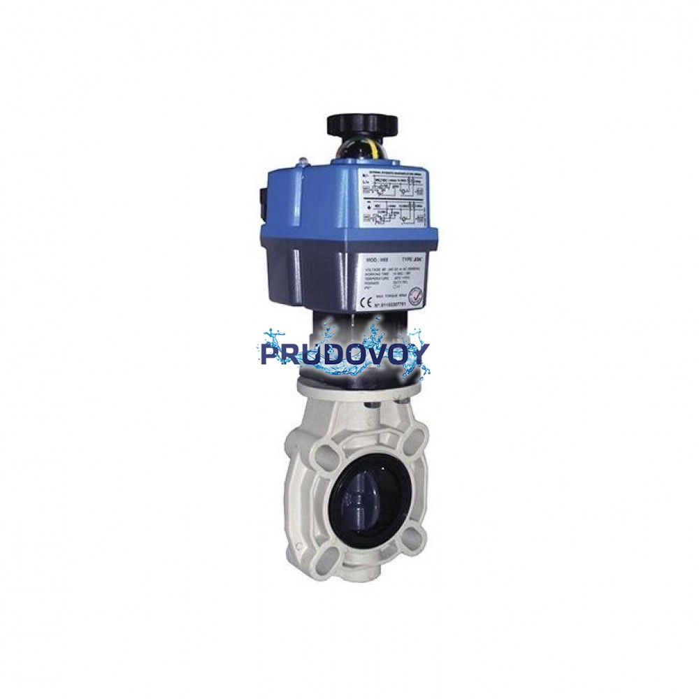 Затвор дисковый НПВХ с электроприводом Actuated butterfly valve PVC-U 90 мм