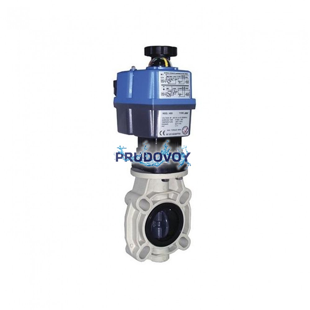 Затвор дисковый НПВХ с электроприводом Actuated butterfly valve PVC-U 63-75 мм