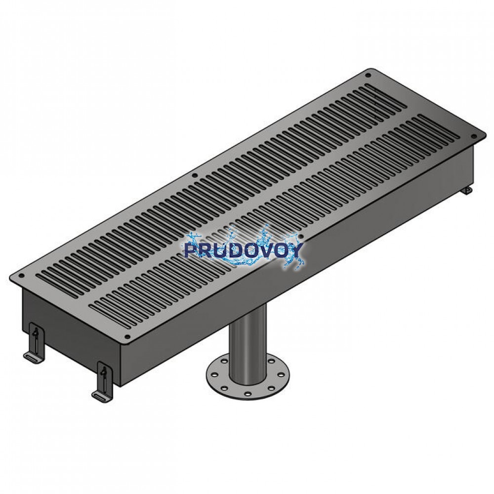 Донный забор воды с решеткой 340х1200 мм, фланец 90 мм, нержавеющая сталь