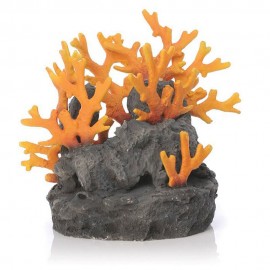 Декоративная фигура "Застывшая лава с огненным коралом", Lava rock with fire coral ornament