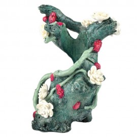 Декоративная фигура "Зеленый пень с цветами", Flower trunk ornament green