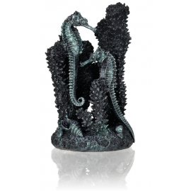 Декоративная фигура "Коралл с морскими коньками", малый, черный, Seahorses on coral black S