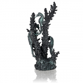 Декоративная фигура "Коралл с морскими коньками", средний, черный, Seahorses on coral black М